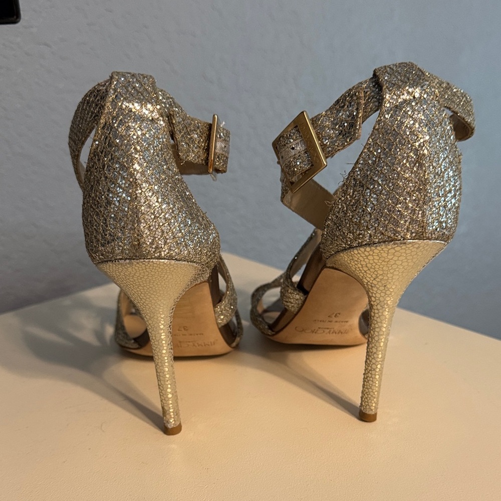 Jimmy Choo Glittering Silver Strappy Heels - Picture 4 of 6